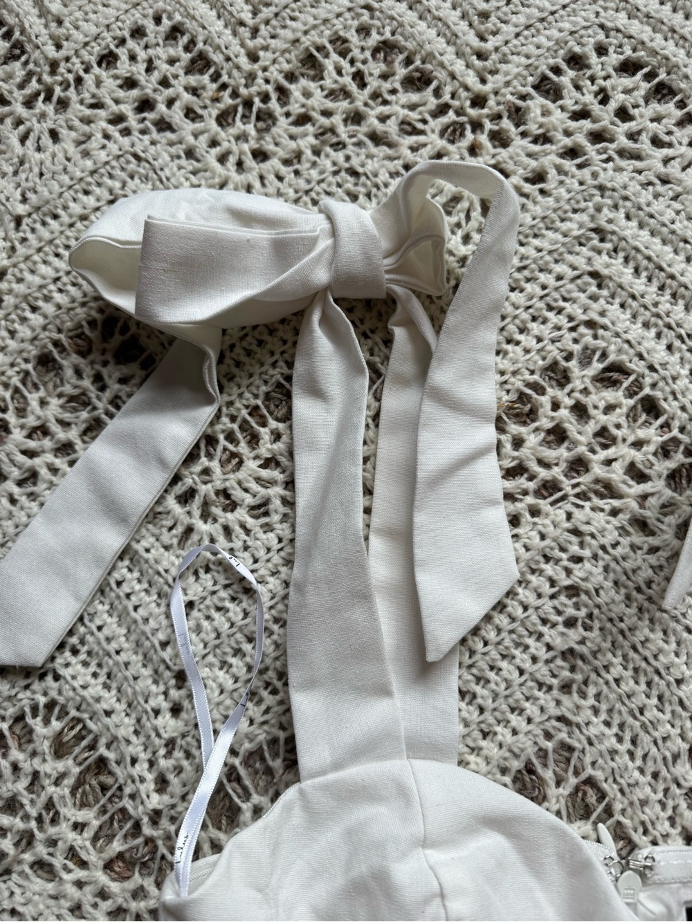 NWT Lulus Tier-ly Delightful White Tie-Strap Tiered Bustier Mini Dress XS White - Picture 5 of 9